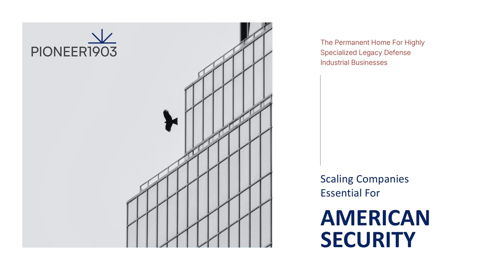 Defense private equity editorial pitch cover with cinematic photography